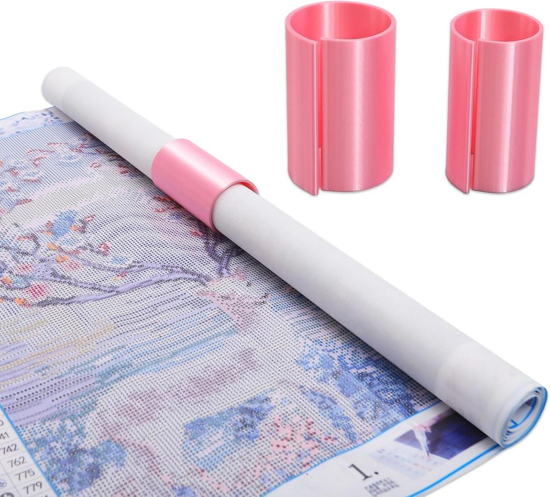 HOZOE Diamond Painting Canvas Roll Holder, Fixed Scroll Anti-Roll Bracket, Diamond Scroll Ring Storage Tool, Diamond Painting Art Accessories, 3D Printing, 2-Pack (Pink)
