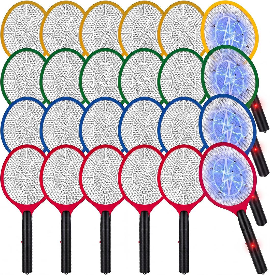 24 Pack Electric Fly Swatter Bug Zapper Racket Handheld, 4 Colors