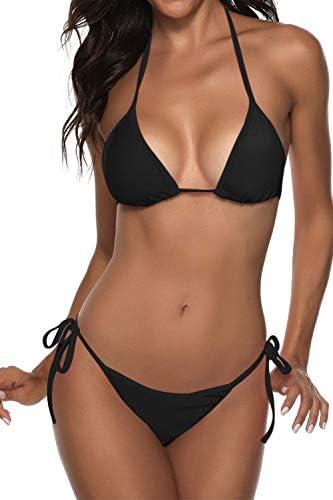 Women Two Piece Swimsuit Sexy Swimwear Halter String Triangle Bikini Sets, S