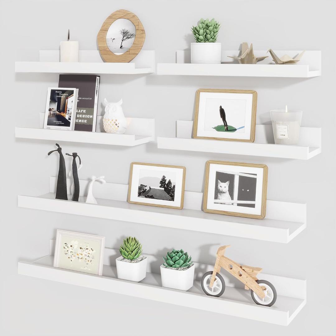 Picture Ledge Shelf, Floating Shelves for Wall Decor, White, Set of 6, 24''