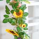Naidiler Artificial Flower Garland, Sunflower & Rose Vines, Boho Wedding & Birthday Decor, 6ft Straight, Pink & Yellow, Fabric & Plastic