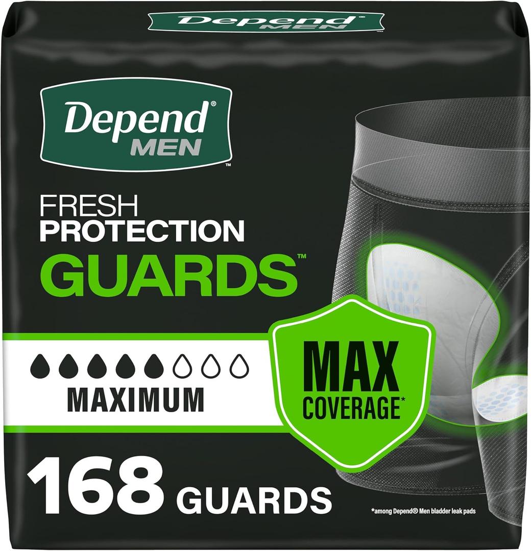 Depend Guards Incontinence Pads for Men, Maximum Absorbency, 168 Count 