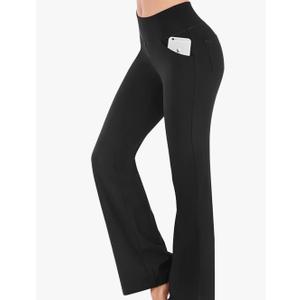 Yoga Pants Women Wide Leg High Waist Bootcut Workout Flare Leggings Tummy Control Work Dress Pants Women 4 Pockets XS