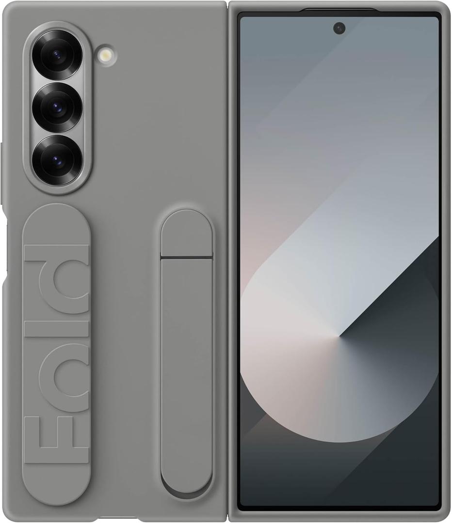 Samsung Galaxy Z Fold 6 Silicone Phone Case, Protective Cover with Stand, Secure Grip, Slim, Soft, Comfortable Design, US Version, EF-MF956TJEGUS, Gray