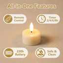 Eywamage Ivory Flameless Wax Tealights with Remote Batteries, Realistic Flickering LED Tea Votive Candles Set of 10