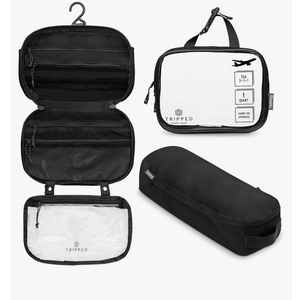 Toiletry Bag Kit Set: Hanging Travel Toiletry Bag + 311 TSA Cosmetic Liquid Bag + Ultralight Accessory Organizer Pouch
