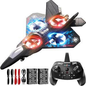 Foam Remote Control Airplanes Rc Planes for Kids 4-8, Remote Control Planes Fighter Jet with Light, 360 Flip Fighter Jet Toy, Gravity Sensing, Stunt Roll, Gifts for 6 7 8 10 12 Year Old Boys (Blue)