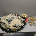 6FT Pop Up Christmas Tree with Lights, Collapsible Artificial Christmas Tree with 8 Lighting Modes and Timer Remote, Easy Storage, Pre-Lit Xmas Tree for Home Office Apartment Party Holiday Decor (Green Stripes)