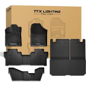 Floor Mats Compatible with Honda Pilot 8 Seats 2016-2022 (No Elite Models) - TTX LIGHTING All Weather Cargo Liner with Back Seat Cover TPE Trunk Mat & Backrest Mat & Floor Liners Pilot Accessories