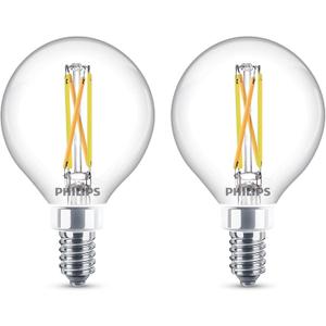 PHILIPS LED 60W G16.5 1-Pack Ultra Definition Soft White (2700K) 500 Lumen (5W = 60W) Dimmable Clear Flicker-Free Light Bulbs