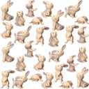 VioraWhite 28 Pcs Mini Bunny Figurines Tiny Resin Rabbits Animal Set Cake Toppers Resin Bunny Animals for Landscape Easter Decoration Garden Home Desktop Decor Birthday
