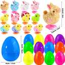 LEASEN 12 Pack Easter Eggs Filled with Wind-up Bunny Chicken Toys, Easter Eggs Fillers with Jumping Bunnies Chicks Stuffed for Easter Hunt, Easter Party Favor, Basket Stuffers Fillers