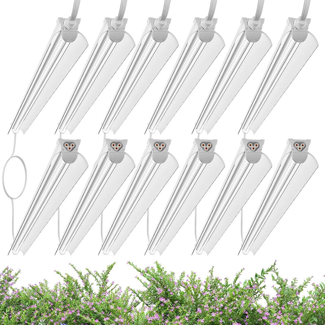 4FT Grow Lights for Indoor Plants,T8 5000K Full Spectrum Plant Light,540W(12 x 45W),LED Grow Light Strips with Timer, Aluminum Reflector,Linkable,Plant Growing Lamp Fixture for Greenhouse Indoor 12pcs