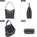 Large Canvas Tote Bag for Women Men Handbags Belted Shoulder Bags Crossbody Purses for Work Travel (No Distressed) (Blackened Navy)