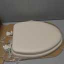 Mayfair Padded Toilet Seat, Cushioned Soft Vinyl over Wood Core Seat, Secure Hinges, Easy Clean, Made in USA, Elongated, Bone