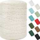 Macrame Cord 3mm x 380Yards (1140Feet), Natural Cotton Macrame Rope - 4 Strands Twisted Macrame Cotton Cord for Wall Hanging, Plant Hangers, Crafts, Gift Wrapping and Wedding Decorations, Beige