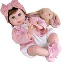 Aori Realistic Reborn Baby Dolls - 22 Inch Lifelike Baby Girl with Feeding Bottle & Pacifier, Weighted Cloth Body for True-to-Life Feel, Gift for Kids Ages 3+ (Pink)