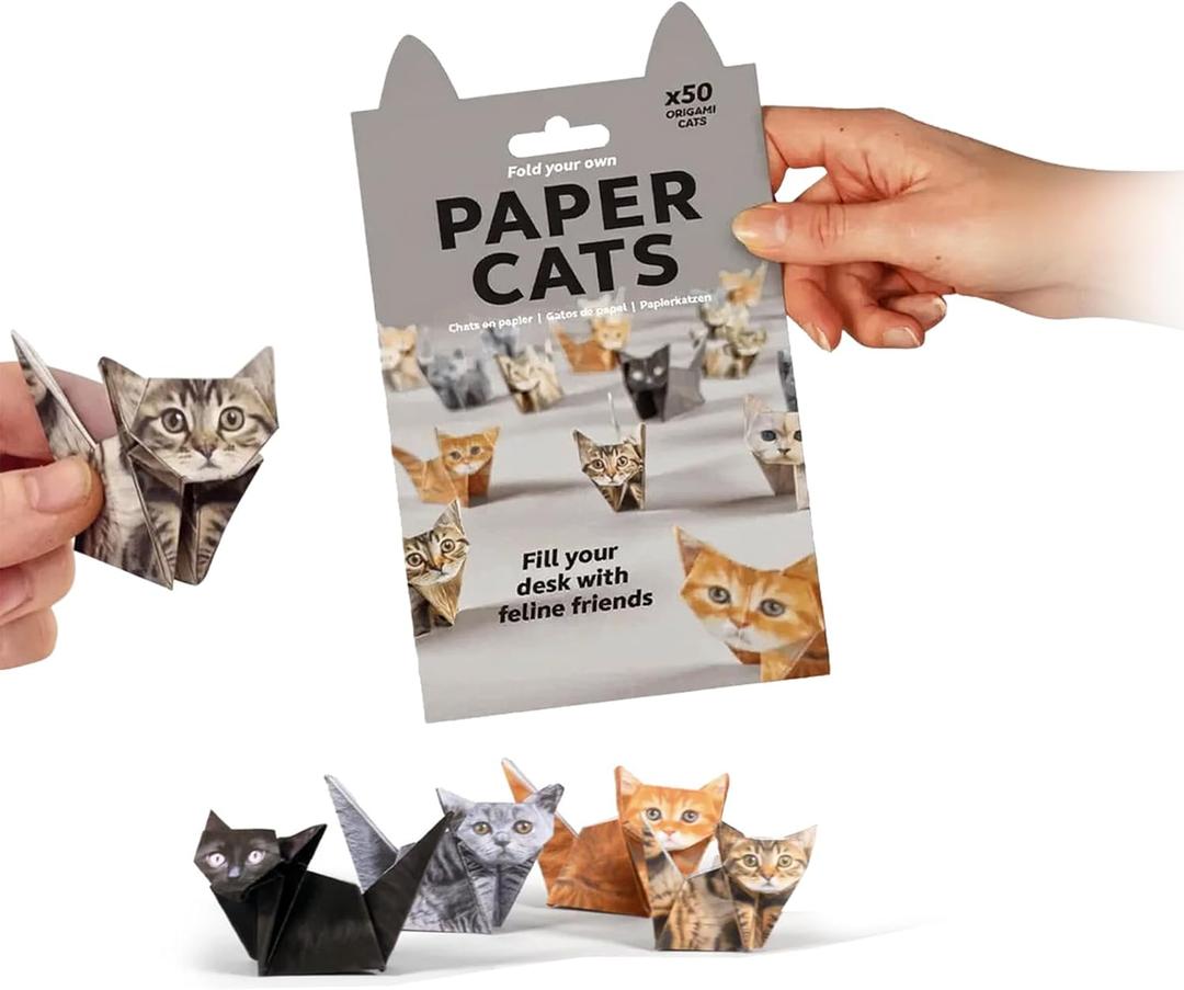 DIY Paper Cats - 50 Sheets DIY Origami Paper to Fold Cute Cat Figures, Fun 3D Paper Dog & Cat, Desk Decoration & Gift for Cat Lovers,Animal Papers Sculpture for Teens & Adults(Cat, 50pcs)