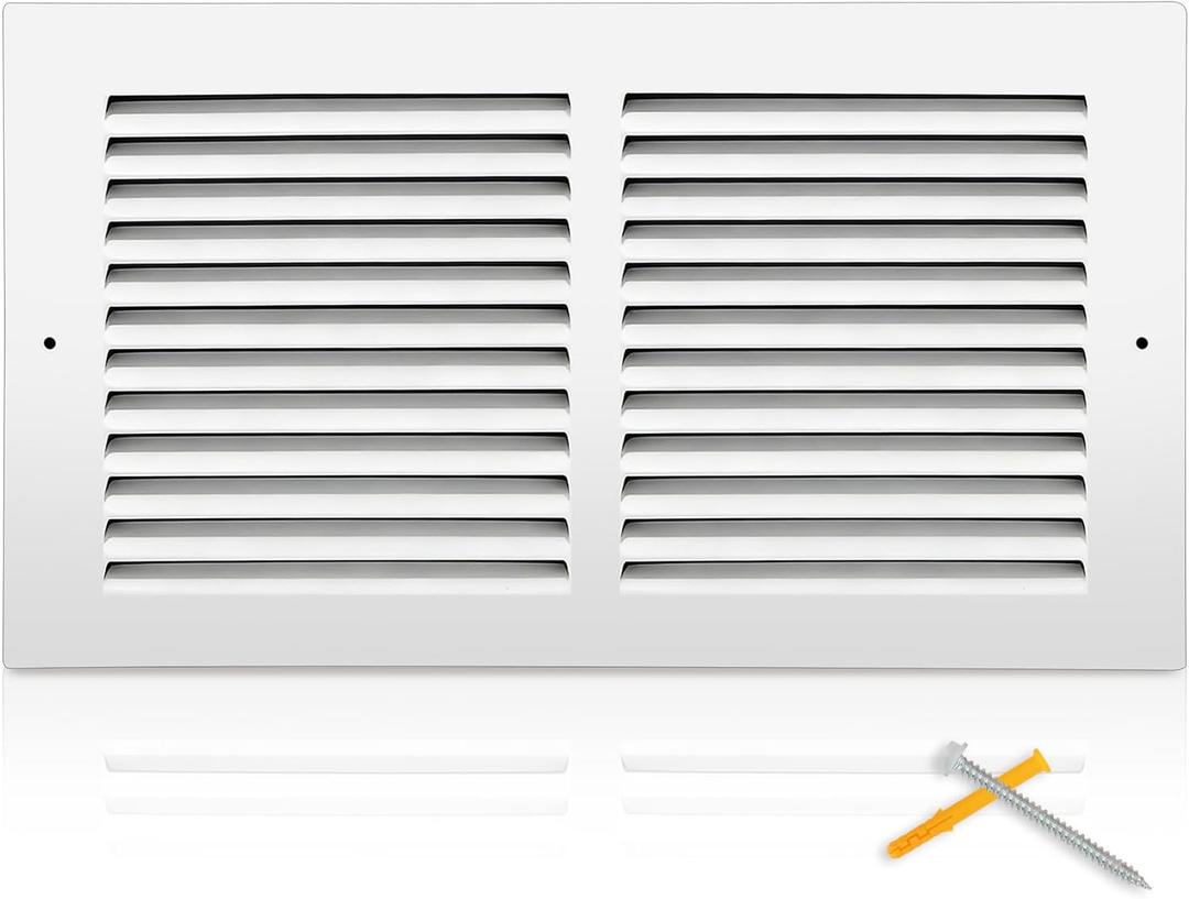 Fancat 12x6 Duct Opening | Steel Return Air Grille | Vent Cover Grill for Sidewall and Ceiling | HVAC Cold Air Intake Grille | White | Outer Dimensions: 13.75"W X 7.75"