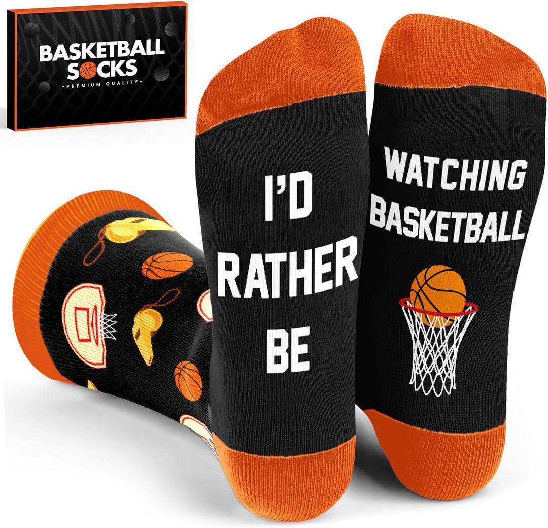 Basketball Socks for Men, Women & Youth Funny Basketball Gifts, Stocking Stuffers, Novelty Socks for Players, Coaches, Boys & Girls, and Cool Sport Accessories for Christmas, One Size