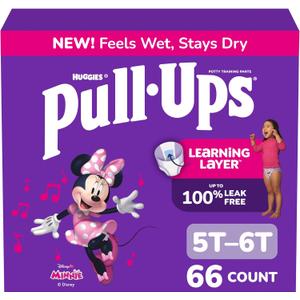 Pull-Ups Girls' Potty Training Pants, Size 5T-6T Training Underwear (46+ lbs), 66 Count
