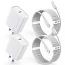 iPhone 17 16 Charger Fast Charging,2Pack 6FT USB C to C iPhone Apple Charging Woven Cable Cord 20W Wall Charge Type C Block for Apple iPhone 17 Pro Max/17E/Air/16 Plus/16ProMax/15,iPad Pro/Air/AirPods