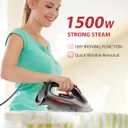 1500W Steam Iron & Vertical Steamer, 350ml Leak-Proof Water Tank, Ceramic Soleplate, Auto-Off Safety, Burst Steam, Self-Cleaning, Anti-Calc Anti-Drip Garnet