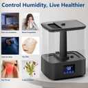 KZF 4L Top Fill Humidifiers for Bedroom & 60H Runtime - Cool Mist Humidifier, 3 Mist Levels, 8H Timer, Essential Oil Tray, Humidity Display, Quiet for Bedroom, Baby, Plants, Large Room (Black, 4L)