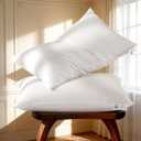 Goose Down Pillow King Size Set of 2 Pack,Hotel Collection 1050+ Fill Power Luxury Bed Feather Pillow for Side Back Stomach Sleepers, Soft 100% Cotton ShellWhite,20" x 36"
