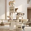 Heybly Cat Tree, 72.4-Inch Anti-Tip Cat Tower for Large Cats, All-in-One Cat Furniture with Spacious Perches, Multiple Interactive Areas, Extra-Large Sisal Scratching Board, Beige HCT060MJ