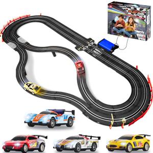 Slot Car Race Track Sets, Slot Cars - Electric Race Car Track Set, 4 High Speed Cars Tracks for Kids, Remote Control Car, Gifts Toys for Boys - 115' Racetrack