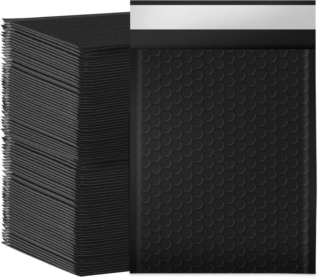 Packbabol Bubble Mailers 6x10" 100 Pack Black Padded Envelopes Waterproof Usable Size 6x9 Self-Seal Padded Mailing Envelopes Bubble Opaque Padded Mailer for Small Businesses， Envelope Mailers#0