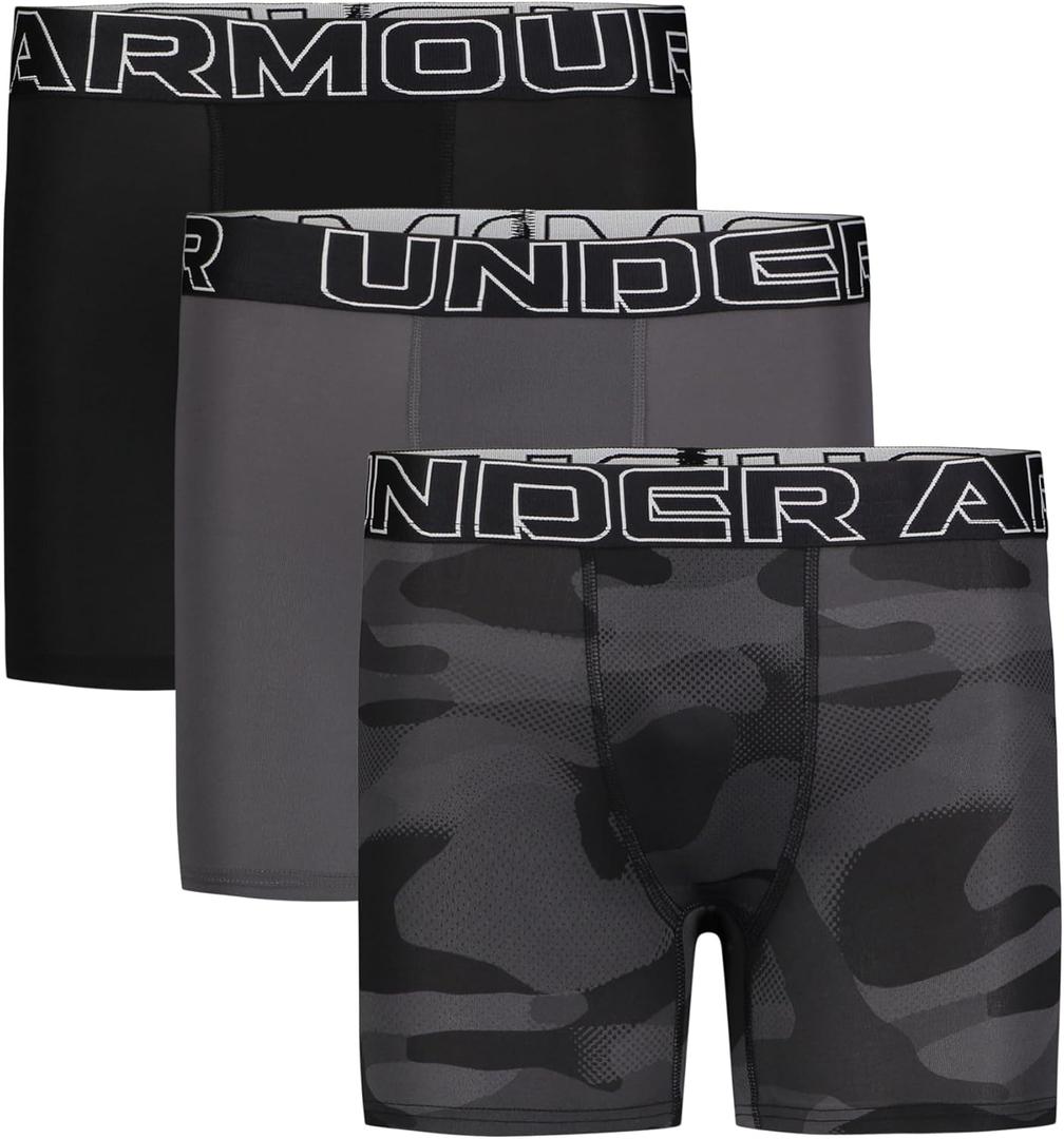Under Armour Boys' Big Performance Boxer Briefs, Lightweight & Smooth Stretch Fit (Small, Camo Multi Three Pack)
