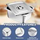 Mifoci 4 Pack Stainless Steam Hotel Pan with Lid, 1/2 Size x 6 Inch Deep, Reusable Anti Rust Steam Pan for Home, Party, Restaurant, Hotel, Buffet