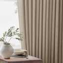 Neutral Pinch Pleated 96 Inch Curtains 2 Panels Set for Windows Flax Linen Textured Drapes Pinch Pleat Back Tab Privacy Light Filtering Greige Curtain Drape with Hooks Rings for Living Room Bedroom
