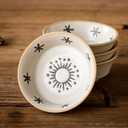 Stoneware Dipping Sauce Side Dishes Set of 4-3.7" Rustic Condiment Bowls - Handcrafted Ceramic Appetizer Plates for Sushi Soy, Charcuterie,Snack, Cheese Boards(Sun)