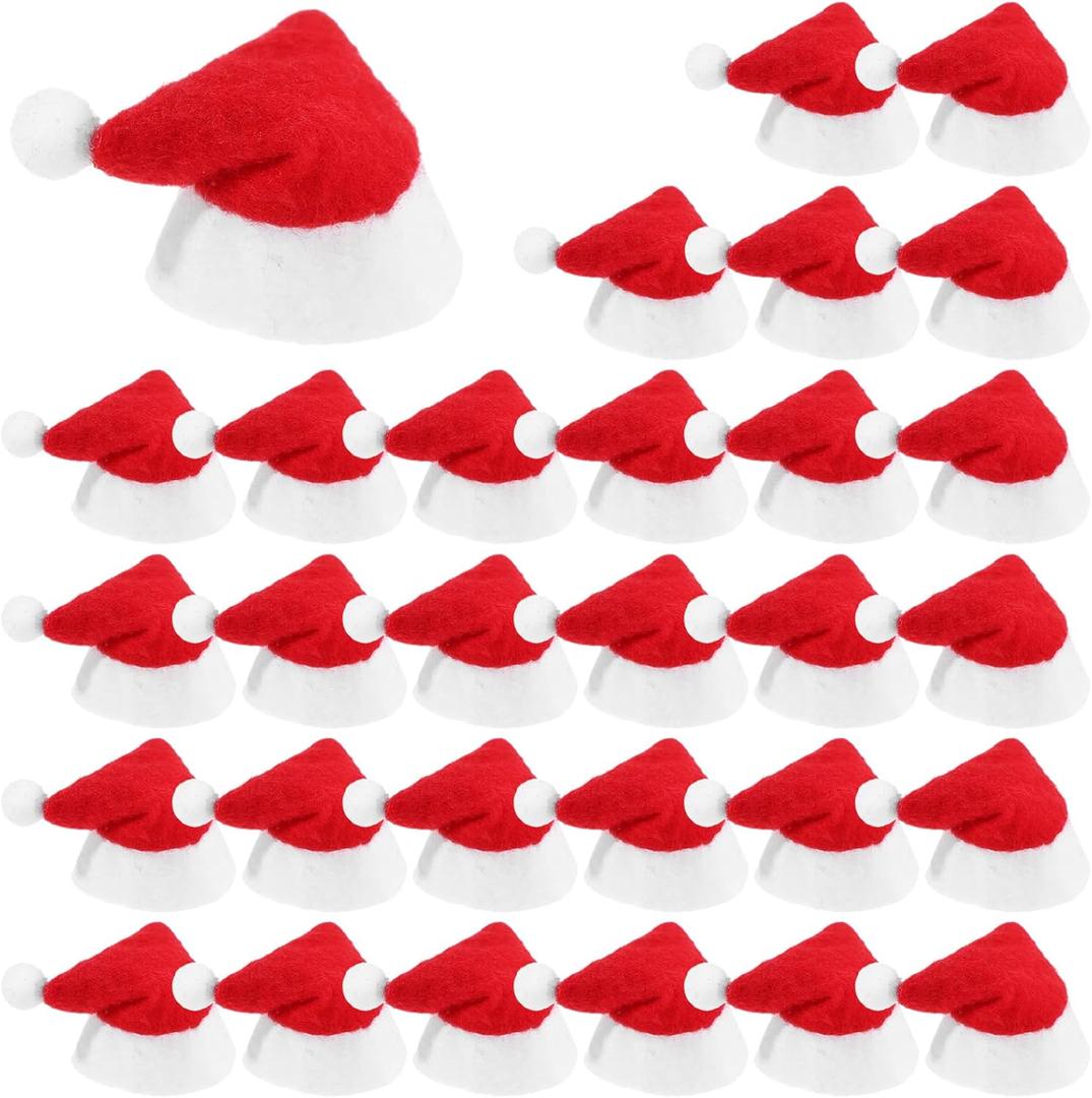 Eshylala 30 Pieces Mini Christmas Lollipop Hat Mini Christmas Santa Claus Hats Christmas Lollipop Candy Hat Mini Santa Claus Hat Cover Holiday Party Supplies (2.36 x 1) Inch