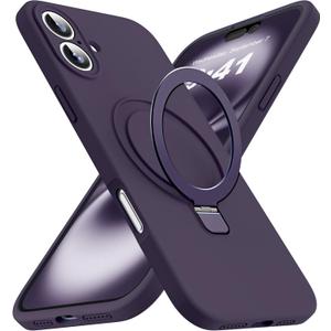 SKYLMW Designed for iPhone 16 Plus Case with Magnetic Invisible Stand Compatible with Mag-Safe Military Drop Tested Shockproof Silicone Phone Cases for Women Men 6.7'', Purple