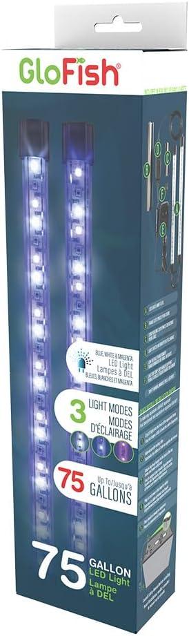 GloFish 10-Inch LED Light Sticks for Fish Aquariums Up to 75 Gallons, 2 Count, with White, Blue and Magenta LED Lights