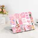 G JGOO Compatible with MacBook Air 13 inch Case 2026 2025-2022 M5 A3449 M4 A3240 M3 A3113 M2 A2681, Plastic Hard Shell for MacBook Air 13.6 inch Case +Keyboard Cover+Screen Protector, Pink Collage