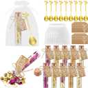 Hoolerry 24 Set Tea Party Favors Bulk Rustic Wedding Favor for Guest with 4.13'' Glass Tea Jar Stainless Steel Teaspoon Gift Tag Drawstring Organza Bag and Rope, Thank You Gift for Wedding Party