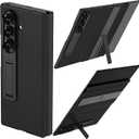 Miimall for Samsung Galaxy Z Trifold Case, Built-in Screen Protector, Military Hinge Protection, Dual Kickstand, Slim & Lightweight, Full Body Heavy Duty Shockproof Rugged Leather Flip Cover, Black