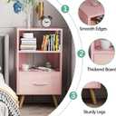 Aenuert Night Stand, Pink Nightstand with Drawer, Side Table with Open Storage, 3-Tier Modern End Table, Bedside Table for Small Space, Living Room, Bedroom