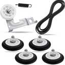 DLE3170W DLE2516 Dryer Drum Roller Repair Kit-Fit for LG DLE0442W DLE2301R DLEX8100V DLG7201WE DLE2250W DLE2101W DLE2240W, with 4581EL2002C Rollers(4-Pack), 4400EL2001A Belt, 4561EL3002A Idler Pulley