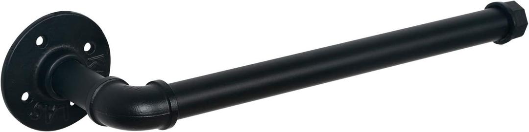 HouseAid Industrial Pipe Paper Towel Holder for Kitchen, Vintage Style Heavy Duty DIY Rustic Paper Towel Rack, Wall Mount, Matte Black