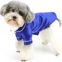 Zunea Small Dog Pajamas Shirts for Size Dogs Soft Faux Silk Lapel Puppy Sleepwear Clothes Two-Legged Indoor Pjs Shirt Outfits Chihuahua Yorkie Pet Holiday Party Apparel, Blue, S