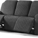 Timeles Recliner Covers for 3 Seater Reclining Sofa Slipcover Furniture Protector for Dogs and Pets Stretch Soft Washable (Three-Seater, Dark Gray)
