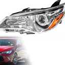 Wildwolf Headlight Assembly For Toyota Camry 2015 2016 2017 LE SE XLE Headlamps Replacement Chrome Housing Amber Reflector Clear Lens (Driver Side Headlight)