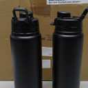 Shellwei 10 Pcs Aluminum Metal Water Bottles Bulk 24 oz Lightweight Leak Proof Sports Water Bottle with Snap Lid Reusable Bottle for Travel Camping Hiking (Black)