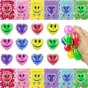 Anditoy 24 PCS Valentines Cards with Heart Squeeze Toys Stress Balls for Valentines Day School Class Classroom Gifts Prizes Party Favors